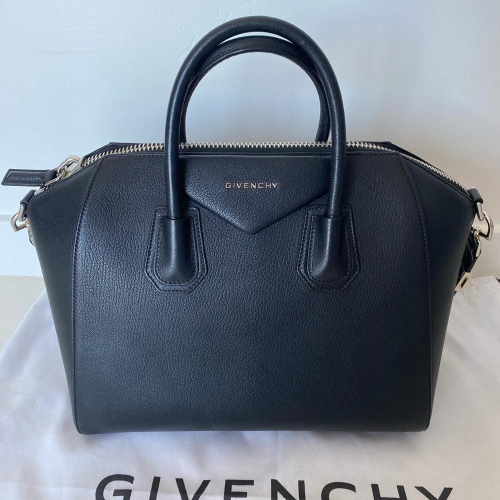 Givenchy Medium Antigona Black Sugar Leather Handbag (100% Authentic)